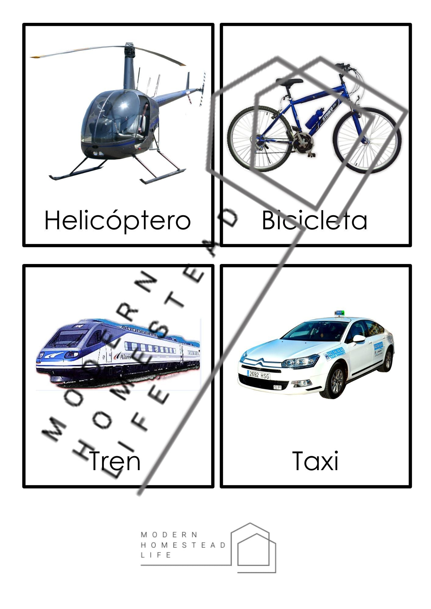 Transportation Matching Cards (in Spanish) - Digital Download