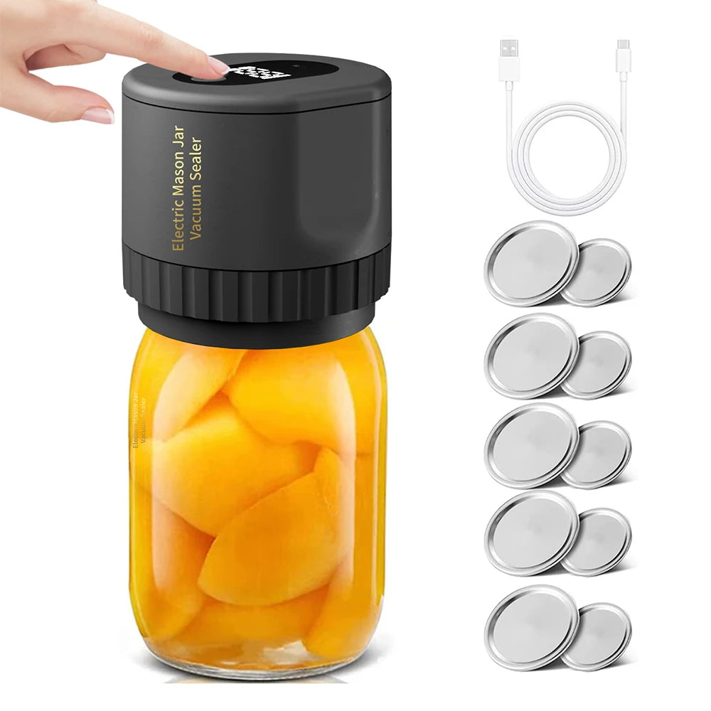 Electric Mason Jar Vacuum Sealer Kit Cordless Automatic Jar Sealer Kit With Mason Jar Lids for Food Storage and Fermentation