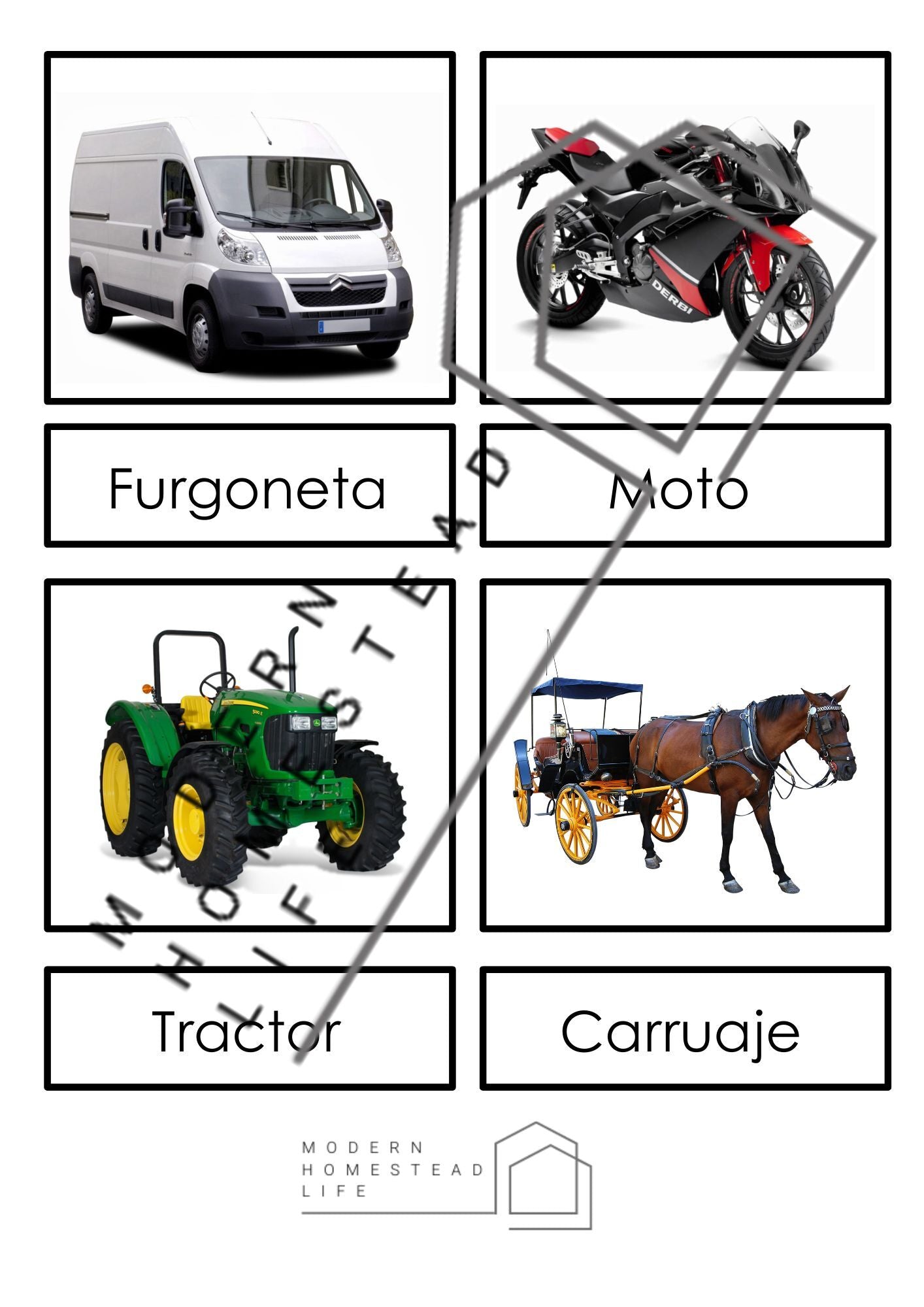 Transportation Matching Cards (in Spanish) - Digital Download
