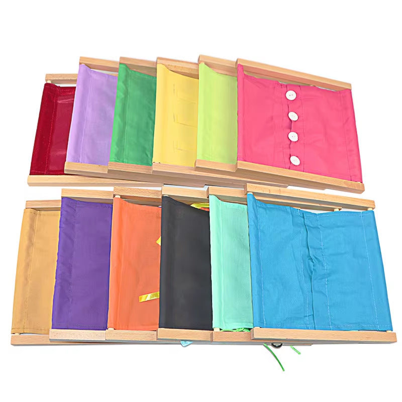 Montessori Baby Toy Dressing Cloth 1 Lot= 12Pcs with Wooden Frame Materials Teaching Aids Learning Education Preschool Training