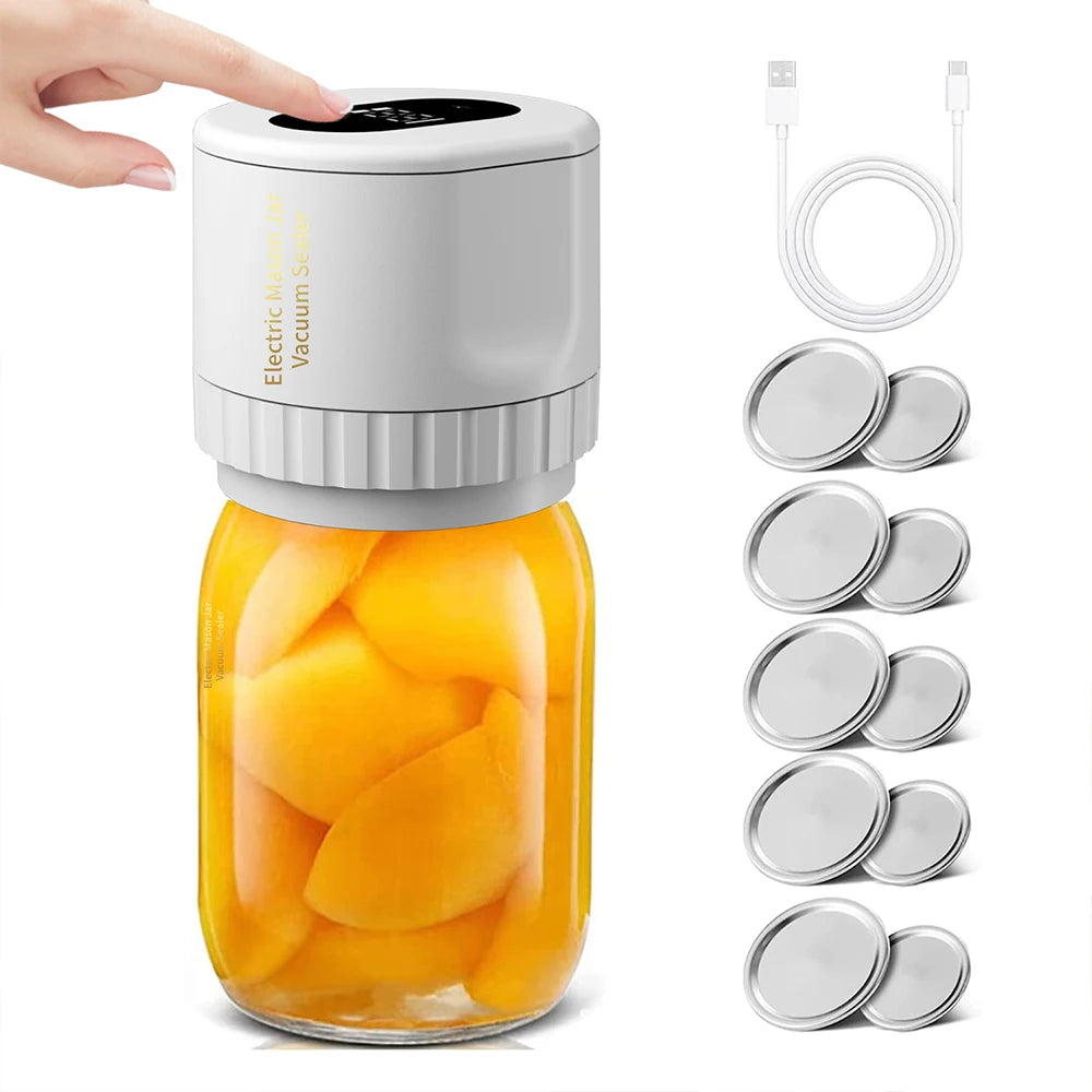 Electric Mason Jar Vacuum Sealer Kit Cordless Automatic Jar Sealer Kit With Mason Jar Lids for Food Storage and Fermentation