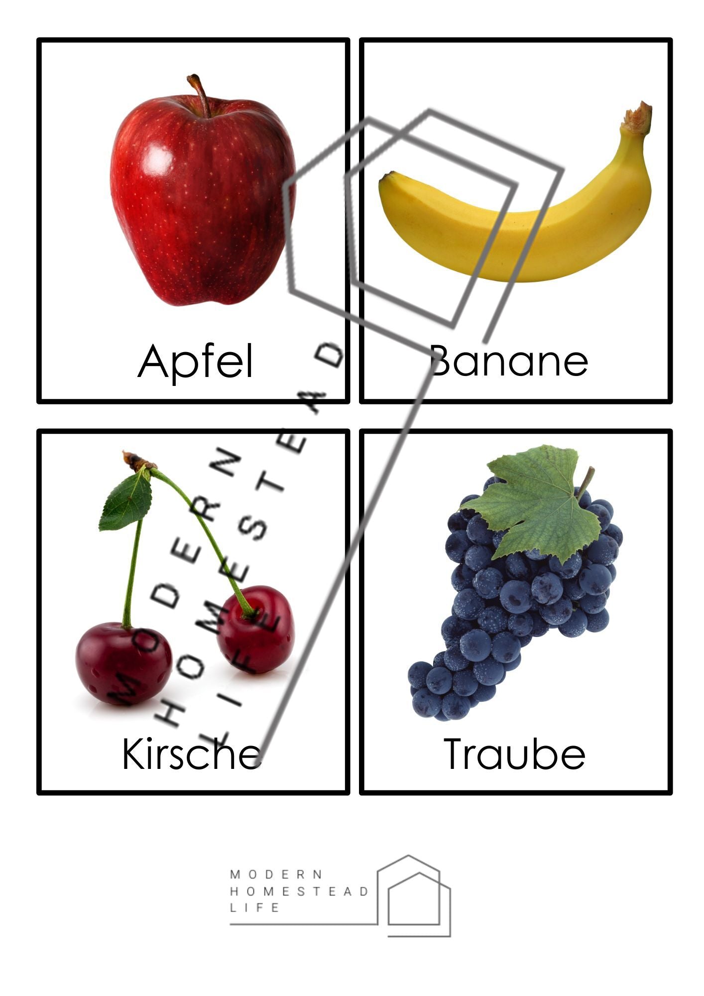 Fruit Matching Cards (in German) - Digital Download