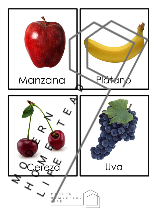 Fruit Matching Cards (in Spanish) - Digital Download