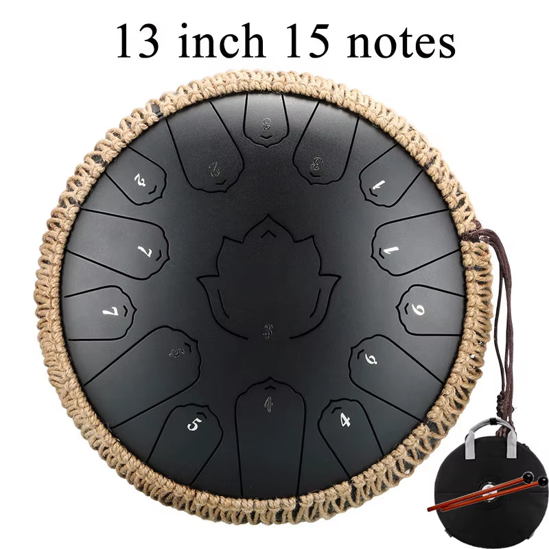 Glucophone Steel Tongue Drum 13 Inch 15 Notes C Ethereal 12 Inch 13 Notes Drum Handpan Percussion Musical Instrument