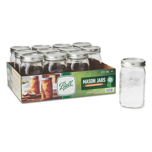 Ball 67000 Wide Mouth Mason Jars, Quart (32 Oz), Box of 12