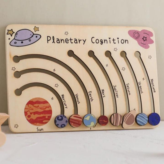 Baby Montessori Toys Wooden Solar System Cognitive Board Baby Cosmic Cognitive Toys Children'S Early Education Educational Toys