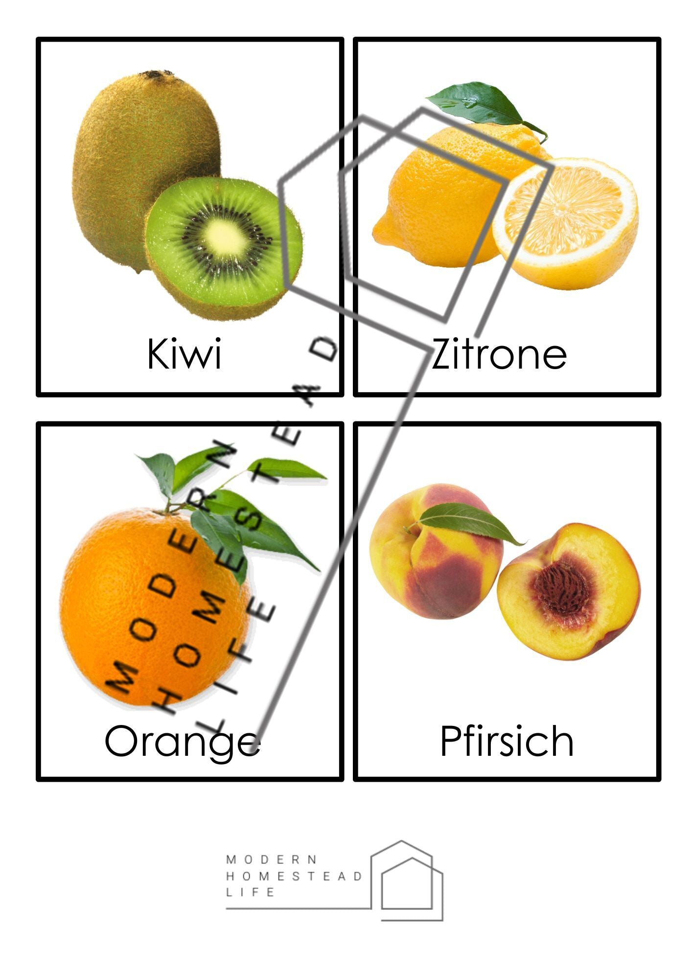 Fruit Matching Cards (in German) - Digital Download