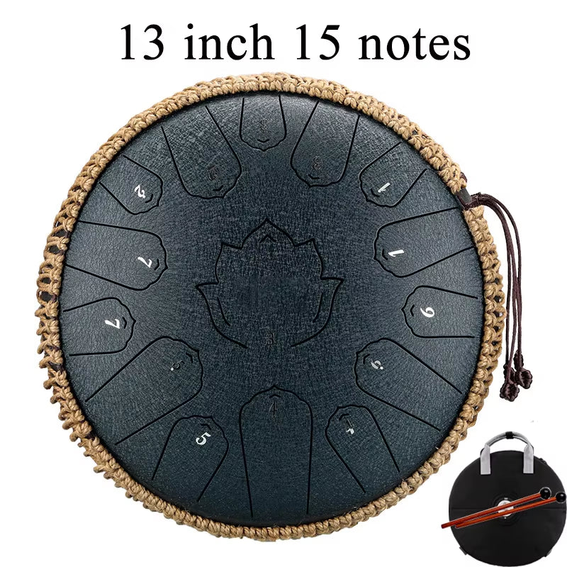 Glucophone Steel Tongue Drum 13 Inch 15 Notes C Ethereal 12 Inch 13 Notes Drum Handpan Percussion Musical Instrument