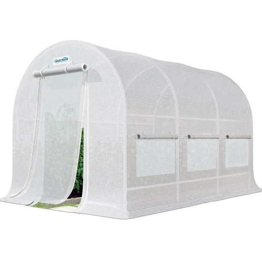 Quictent 12X6.6X6.6 FT Greenhouse for Outdoors, Heavy Duty Large Garden High Tunnel Walk-In Green House, Portable Winter Hot House with PE Cover Zipper Screen Door & 6 Screen Windows, White