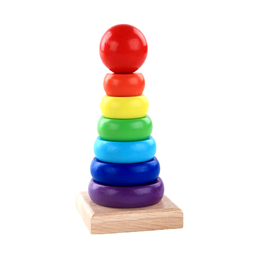 Baby Wooden Rainbow Stacking Ring Tower Puzzle Toys for Kids Montessori Early Education Blocks Geometric Game Children Toys Gift