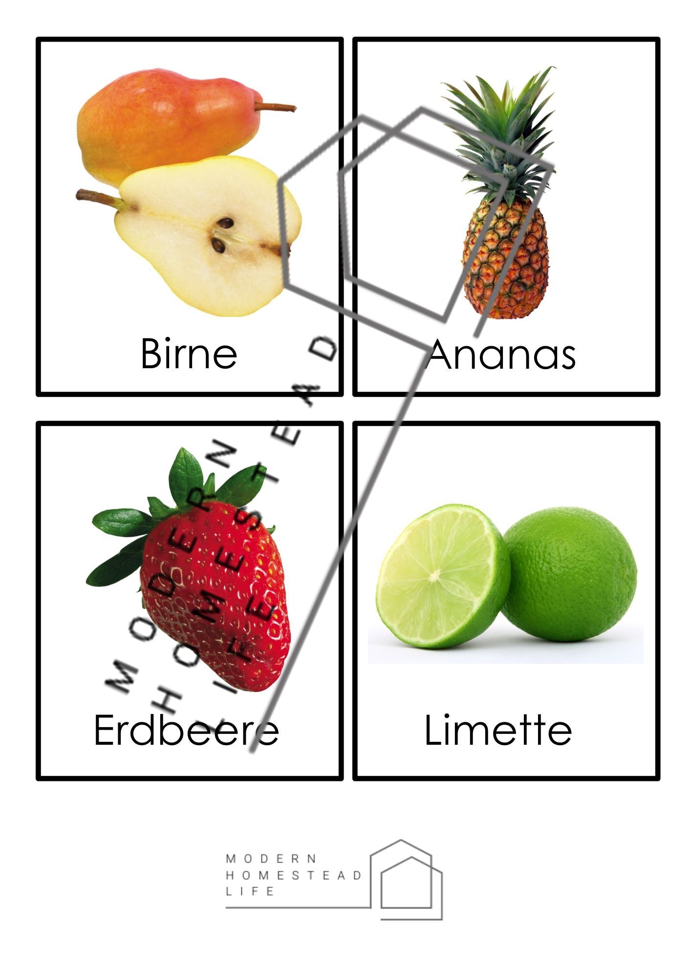 Fruit Matching Cards (in German) - Digital Download