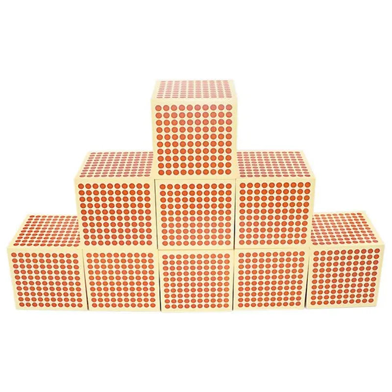 Baby Toy Montessori Materials 9 Wooden Thousand Cubes Maths Training Preschool Early Learning Kids Toys