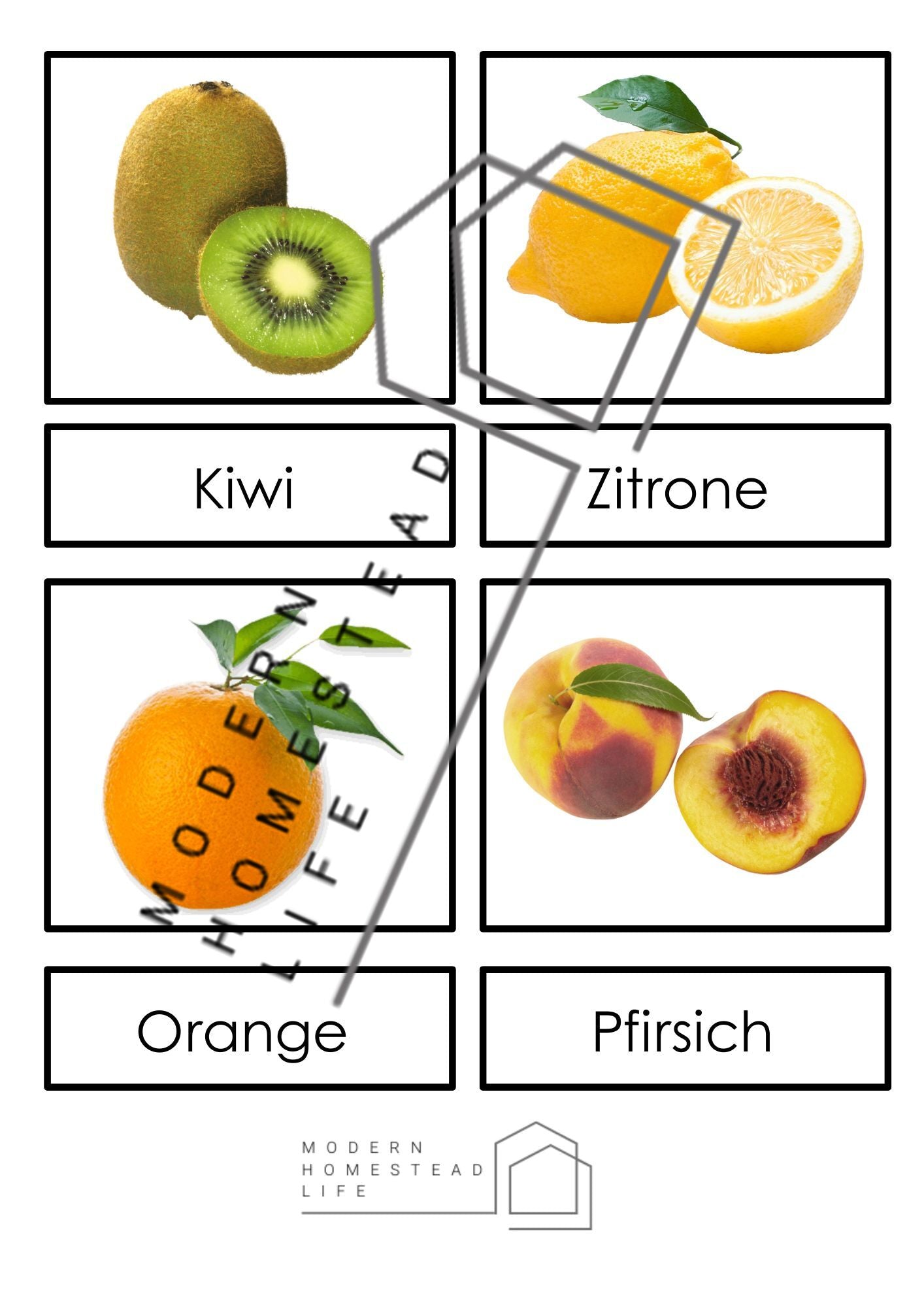 Fruit Matching Cards (in German) - Digital Download