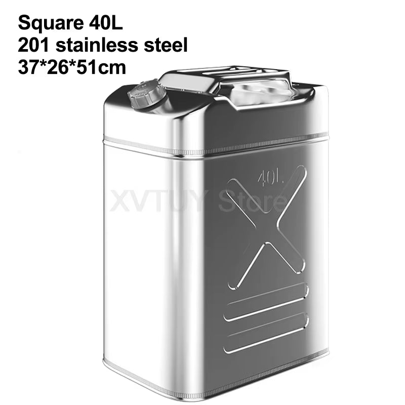 20L 30L Litres 201 Stainless Steel Fuel Tank Thickened 40L 50L 60L Petrol Storage Oil Jerrycan Car Motorcycle Truck Gas Can