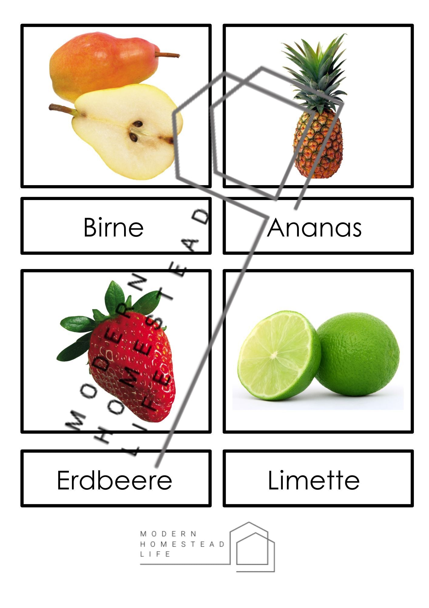 Fruit Matching Cards (in German) - Digital Download