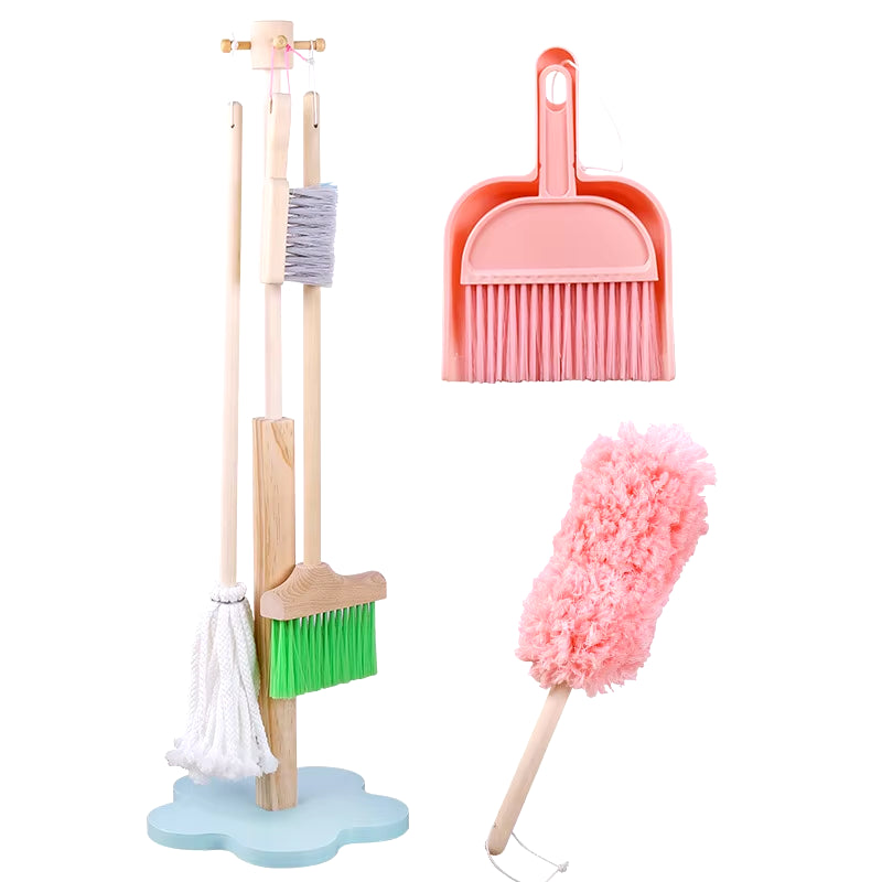 6Pcs Toddler Montessori Cleaning Play Set Toy Kids Broom Sweep Mop Set for Ages 3+