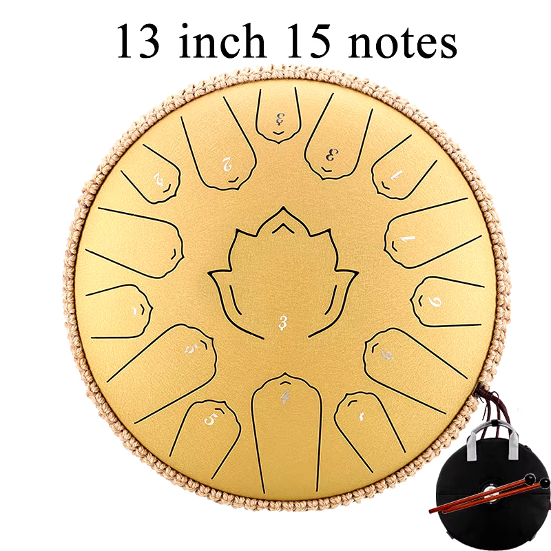 Glucophone Steel Tongue Drum 13 Inch 15 Notes C Ethereal 12 Inch 13 Notes Drum Handpan Percussion Musical Instrument