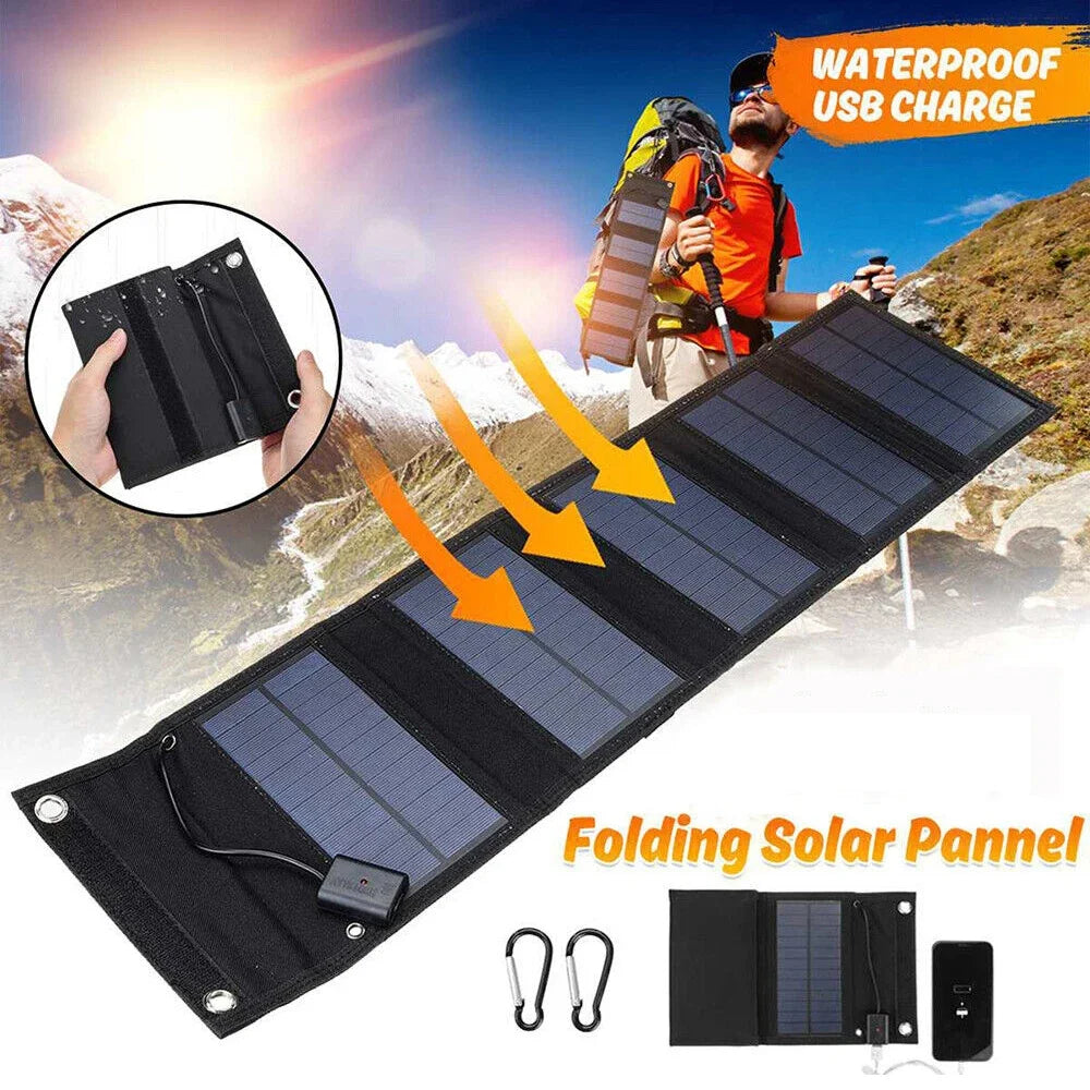 600W Foldable Solar Panel Phone Charger 5V Solar Panels Plate USB Solar Panels Power Bank for Cell Phone Camping Emergency