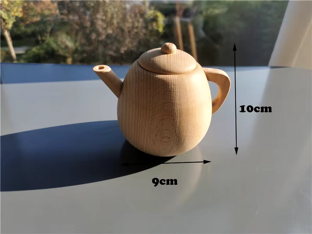 Kids Montessori Wood Toy Unpaint Sensory Teapot Pan Wooden Sauce Seasoning Bottle Early Learning