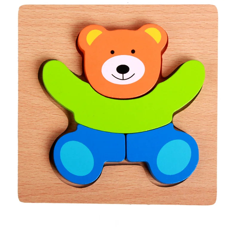 Montessorri Toys Education Wooden 3D Puzzle Cartoon Animals Learning Cognition Intelligence Puzzle Game Colorful Baby Toys Gifts