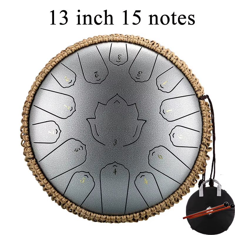 Glucophone Steel Tongue Drum 13 Inch 15 Notes C Ethereal 12 Inch 13 Notes Drum Handpan Percussion Musical Instrument