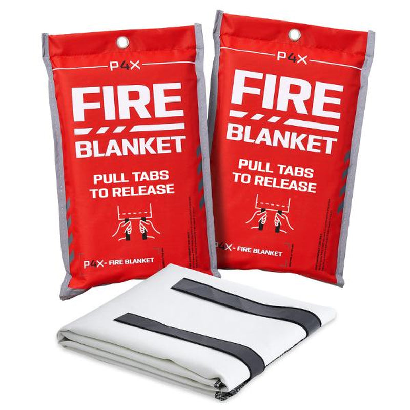 Prepared4X Emergency Fire Blanket - Fireproof Survival Blanket with Fiberglass Protection for Fire Suppression - Heavy Duty, Fire Extinguishing Blankets for Safety in Kitchen, Home, Camping - 2-Pack