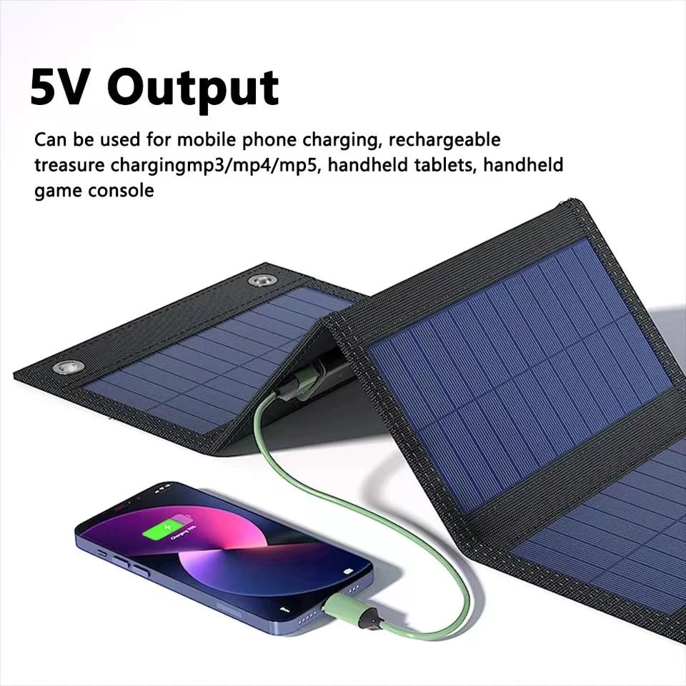 600W Foldable Solar Panel Phone Charger 5V Solar Panels Plate USB Solar Panels Power Bank for Cell Phone Camping Emergency