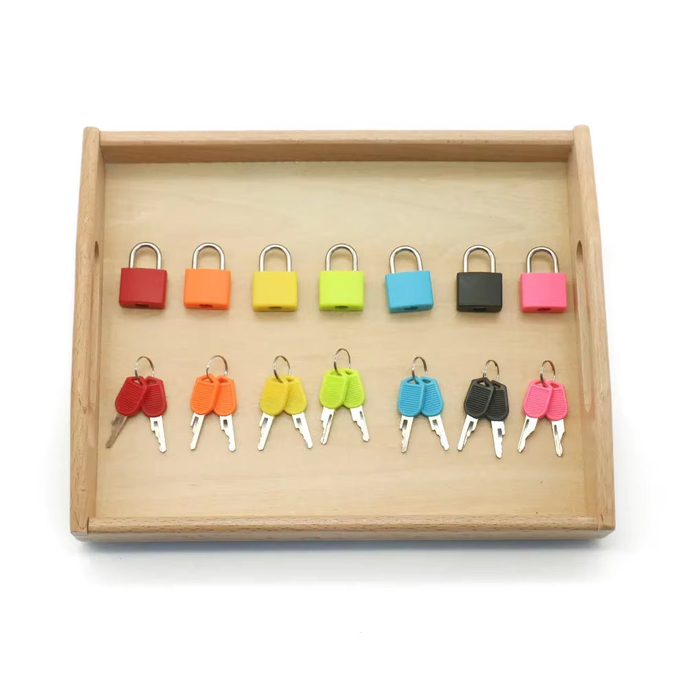 Wooden Montessori Tray Locks Set Educational Sensory Toys for Children Montessori Preschool Sensorial Materials Juguetes ML1344H