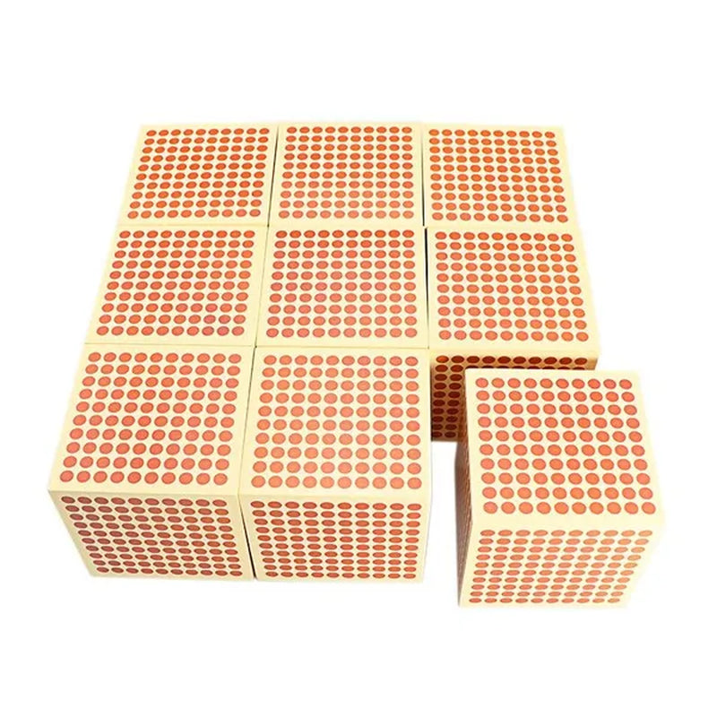 Baby Toy Montessori Materials 9 Wooden Thousand Cubes Maths Training Preschool Early Learning Kids Toys