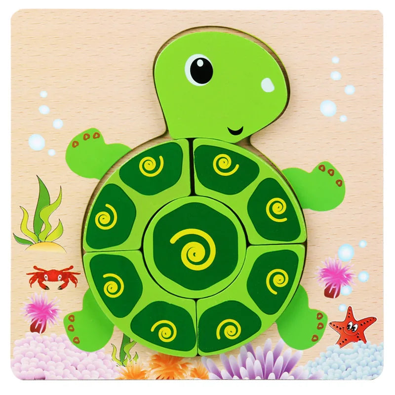 Montessorri Toys Education Wooden 3D Puzzle Cartoon Animals Learning Cognition Intelligence Puzzle Game Colorful Baby Toys Gifts