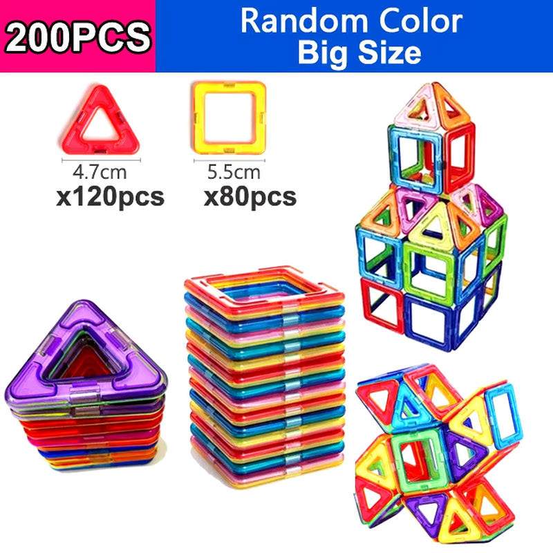 Big Size Magnetic Constructor Magnet Building Blocks 30-200PCS Magnetic Designer Construction Set Educational Toys for Kids