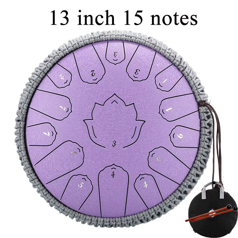 Glucophone Steel Tongue Drum 13 Inch 15 Notes C Ethereal 12 Inch 13 Notes Drum Handpan Percussion Musical Instrument